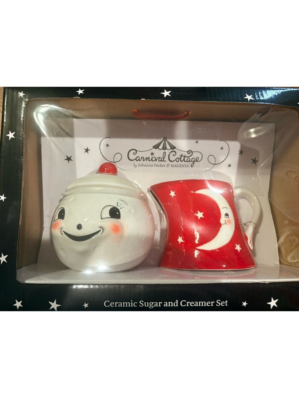 Johanna Parker carnival cottage Laughing Luna Creamer Sugar Bowl